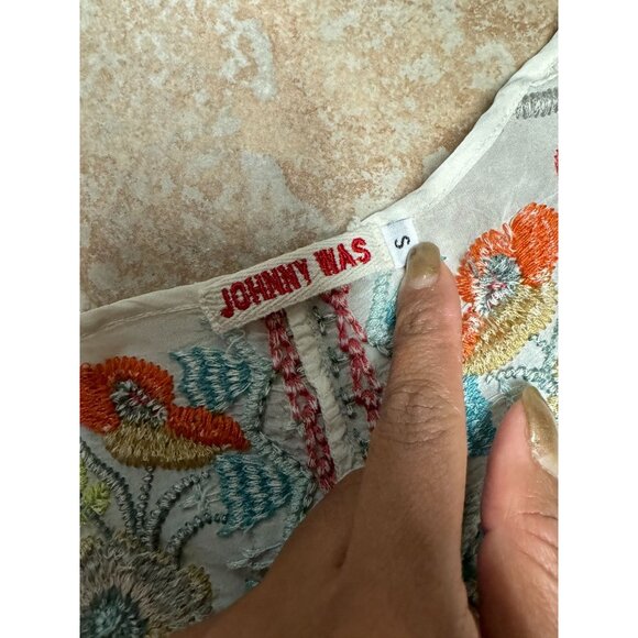 Johnny Was Autumn Bloom Embroidered Front Ties Long Sleeve Peasant Tunic Small - Picture 6 of 7